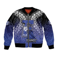 Custom Fiji Drua Bomber Jacket Fijian Tapa Pattern