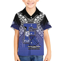 Custom Fiji Drua Family Matching Puletasi and Hawaiian Shirt Fijian Tapa Pattern LT05 Son's Shirt Blue - Polynesian Pride