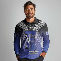 Custom Fiji Drua Long Sleeve Polo Shirt Fijian Tapa Pattern LT05 - Polynesian Pride