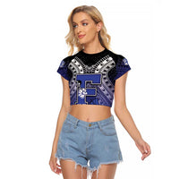 Custom Fiji Drua Raglan Cropped T Shirt Fijian Tapa Pattern