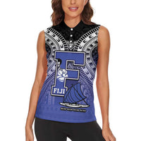 Custom Fiji Drua Women Sleeveless Polo Shirt Fijian Tapa Pattern LT05 - Polynesian Pride