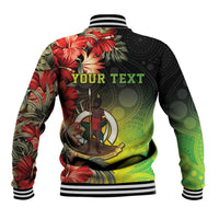 Aboriginal Dot Art Vanuatu Personalised Baseball Jacket Tropical Flowers LT05 - Polynesian Pride