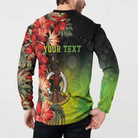 Aboriginal Dot Art Vanuatu Personalised Button Sweatshirt Tropical Flowers LT05 - Polynesian Pride