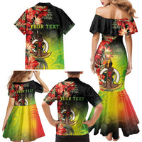 Aboriginal Dot Art Vanuatu Personalised Family Matching Mermaid Dress and Hawaiian Shirt Tropical Flowers