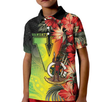 Aboriginal Dot Art Vanuatu Personalised Kid Polo Shirt Tropical Flowers LT05 Kid Reggae - Polynesian Pride