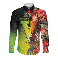 Aboriginal Dot Art Vanuatu Personalised Long Sleeve Button Shirt Tropical Flowers LT05 Unisex Reggae - Polynesian Pride
