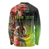 Aboriginal Dot Art Vanuatu Personalised Long Sleeve Shirt Tropical Flowers LT05 - Polynesian Pride