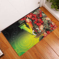 Aboriginal Dot Art Vanuatu Rubber Doormat Tropical Flowers LT05 - Polynesian Pride