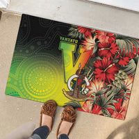 Aboriginal Dot Art Vanuatu Rubber Doormat Tropical Flowers LT05 - Polynesian Pride