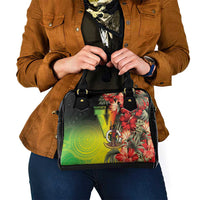 Aboriginal Dot Art Vanuatu Shoulder Handbag Tropical Flowers