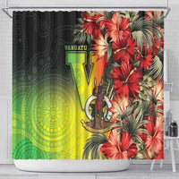 Aboriginal Dot Art Vanuatu Shower Curtain Tropical Flowers