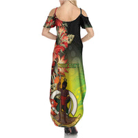 Aboriginal Dot Art Vanuatu Personalised Summer Maxi Dress Tropical Flowers