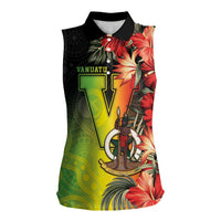 Aboriginal Dot Art Vanuatu Personalised Women Sleeveless Polo Shirt Tropical Flowers LT05 Female Reggae - Polynesian Pride