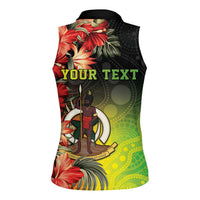 Aboriginal Dot Art Vanuatu Personalised Women Sleeveless Polo Shirt Tropical Flowers LT05 - Polynesian Pride