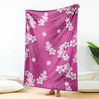 Hawaii Monstera Deliciosa Blanket Pink Plumeria Polynesian Pattern - Polynesian Pride