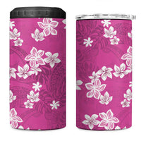 Hawaii Monstera Deliciosa 4 in 1 Can Cooler Tumbler Pink Plumeria Polynesian Pattern - Polynesian Pride