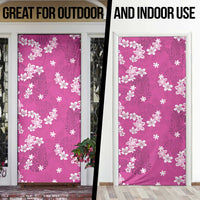 Hawaii Monstera Deliciosa Door Cover Pink Plumeria Polynesian Pattern - Polynesian Pride