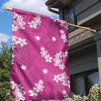 Hawaii Monstera Deliciosa Garden Flag Pink Plumeria Polynesian Pattern - Polynesian Pride