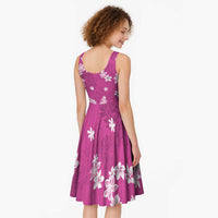 Hawaii Monstera Deliciosa Midi Dress Pink Plumeria Polynesian Pattern - Polynesian Pride