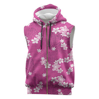 Hawaii Monstera Deliciosa Sleeveless Zip Hoodie Pink Plumeria Polynesian Pattern LT05 Pink - Polynesian Pride