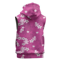 Hawaii Monstera Deliciosa Sleeveless Zip Hoodie Pink Plumeria Polynesian Pattern LT05 - Polynesian Pride