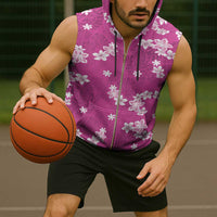 Hawaii Monstera Deliciosa Sleeveless Zip Hoodie Pink Plumeria Polynesian Pattern LT05 - Polynesian Pride