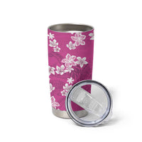 Hawaii Monstera Deliciosa Tumbler Cup Pink Plumeria Polynesian Pattern - Polynesian Pride