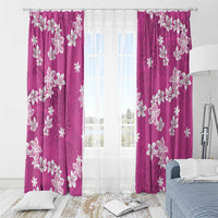 Hawaii Monstera Deliciosa Window Curtain Pink Plumeria Polynesian Pattern - Polynesian Pride