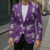 Hawaii Monstera Deliciosa Blazer Purple Plumeria Polynesian Pattern - Polynesian Pride