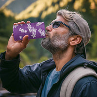 Hawaii Monstera Deliciosa 4 in 1 Can Cooler Tumbler Purple Plumeria Polynesian Pattern - Polynesian Pride