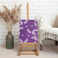 Hawaii Monstera Deliciosa Canvas Wall Art Purple Plumeria Polynesian Pattern - Polynesian Pride