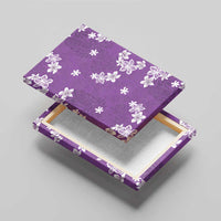 Hawaii Monstera Deliciosa Canvas Wall Art Purple Plumeria Polynesian Pattern - Polynesian Pride