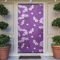 Hawaii Monstera Deliciosa Door Cover Purple Plumeria Polynesian Pattern - Polynesian Pride