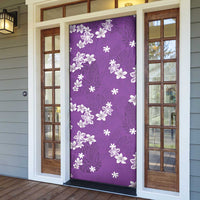 Hawaii Monstera Deliciosa Door Cover Purple Plumeria Polynesian Pattern - Polynesian Pride