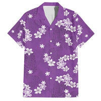 Hawaii Monstera Deliciosa Family Matching Long Sleeve Bodycon Dress and Hawaiian Shirt Purple Plumeria Polynesian Pattern - Polynesian Pride