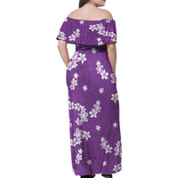 Hawaii Monstera Deliciosa Family Matching Off Shoulder Maxi Dress and Hawaiian Shirt Purple Plumeria Polynesian Pattern - Polynesian Pride