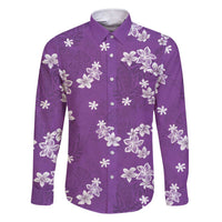 Hawaii Monstera Deliciosa Family Matching Short Sleeve Bodycon Dress and Hawaiian Shirt Purple Plumeria Polynesian Pattern - Polynesian Pride