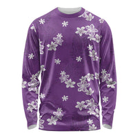 Hawaii Monstera Deliciosa Long Sleeve Shirt Purple Plumeria Polynesian Pattern LT05 Unisex Purple - Polynesian Pride