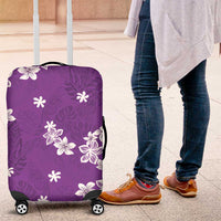 Hawaii Monstera Deliciosa Luggage Cover Purple Plumeria Polynesian Pattern - Polynesian Pride