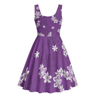 Hawaii Monstera Deliciosa Midi Dress Purple Plumeria Polynesian Pattern - Polynesian Pride