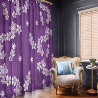 Hawaii Monstera Deliciosa Window Curtain Purple Plumeria Polynesian Pattern - Polynesian Pride