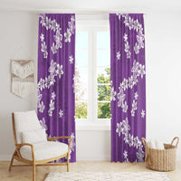 Hawaii Monstera Deliciosa Window Curtain Purple Plumeria Polynesian Pattern - Polynesian Pride