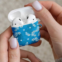 Hawaii Monstera Deliciosa AirPods Case Blue Plumeria Polynesian Pattern - Polynesian Pride