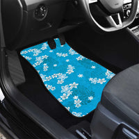 Hawaii Monstera Deliciosa Car Mats Blue Plumeria Polynesian Pattern - Polynesian Pride
