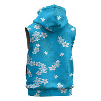 Hawaii Monstera Deliciosa Sleeveless Zip Hoodie Blue Plumeria Polynesian Pattern LT05 - Polynesian Pride