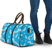 Hawaii Monstera Deliciosa Travel Bag Blue Plumeria Polynesian Pattern - Polynesian Pride