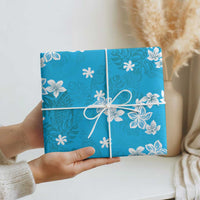 Hawaii Monstera Deliciosa Wrapping Paper Blue Plumeria Polynesian Pattern - Polynesian Pride