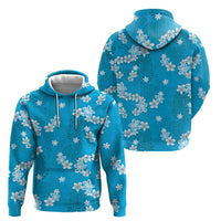 Hawaii Monstera Deliciosa Zip Hoodie Blue Plumeria Polynesian Pattern - Polynesian Pride