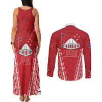 Samoa FAST Couples Matching Tank Maxi Dress and Long Sleeve Button Shirt Forever Proud Samoan Tribal Pattern - Polynesian Pride