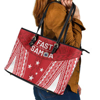 Samoa FAST Leather Tote Bag Forever Proud Samoan Tribal Pattern - Polynesian Pride